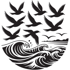 A stylized black and white set of eagle wings, perfect for a tattoo or logo design