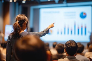 Presenter Explains 3D Data to Audience