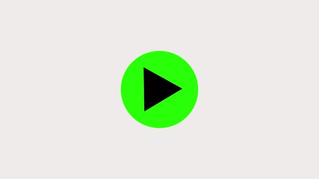 Play button icon. Green  color play icon, video play icon for website and mobile design animation. Press to play. Video play button icon animation on white background. 
