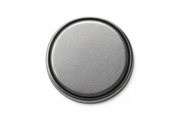 Round lithium button cell battery isolated on transparent background