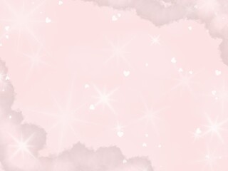 Watercolor background with pastel pink tone and cloud texture, decorated with sparkling stars. Perfect for greeting cards, party invitations, and social media templates.