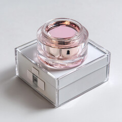Floating opened cosmetic jar with box