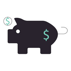 Money Saving Dollar Piggy Bank Vector Icon