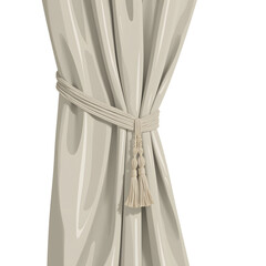 Elegant soft fabric curtain tie with decorative tassels, home d&eacute;cor