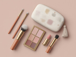 Set of makeup accessories mockup