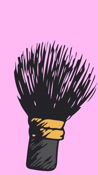 Animation of make up brush on pink background