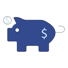 Dollar Coin in Piggy Bank Icon Vector