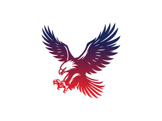 Black Silhouette of Flying Eagle Vector Illustration