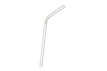 Realistic white drinking straw bending on transparent background