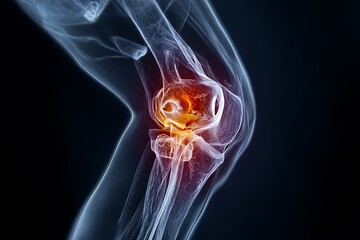Knee pain x ray scan image for arthritis joint replacement and medical diagnosis and treatment options