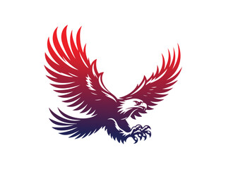 Black Silhouette of Flying Eagle Vector Illustration