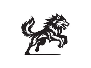 Black Silhouette of Howling Wolf Vector Illustration