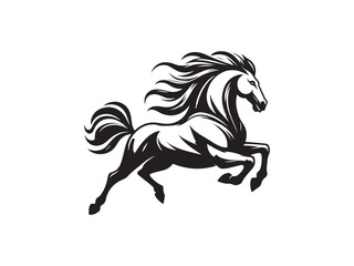 Black Silhouette of Rearing Horse Vector Illustration