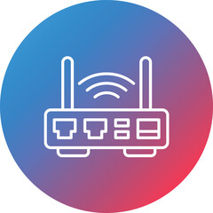 Router Line Gradient Circle Background Icon