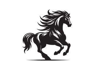 Black Silhouette of Rearing Horse Vector Illustration