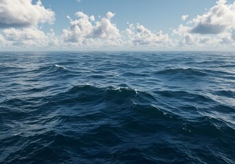 "Vast Blue Ocean Waves Under Fluffy White Clouds – High Definition Cinematic Seascape in 4K"

