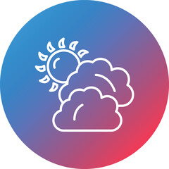 Cloudy Day Line Gradient Circle Background Icon