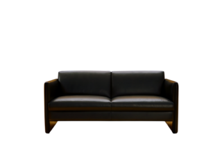 Elegant dark brown leather twoseater sofa isolated on transparent background for a modern living room or studio