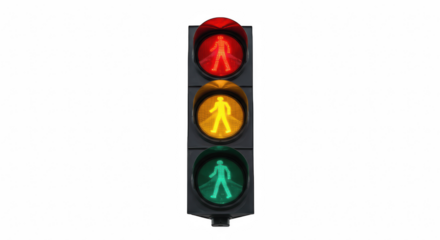 traffic light isolated on white transparent background, PNG, 