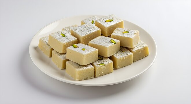 Sweet burfi isolated on white background.