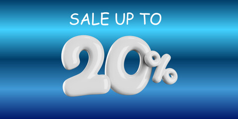  "20% OFF 3D Sale Banner&mdash;Featuring a stunning holographic iridescent foil number '20' set against a vibrant Y2K gradient background. Eye-catching and modern, this vector illustration is perfect for 