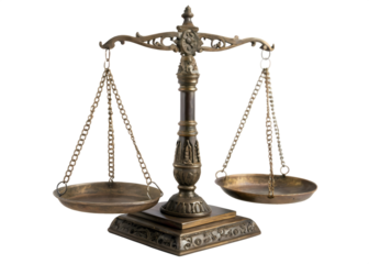 Antique brass balance scale symbolizing justice and fairness