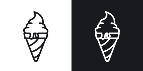 Ice cream cone icon vector symbol in Line Art Style for Design, Presentation, Website or Apps Elements.