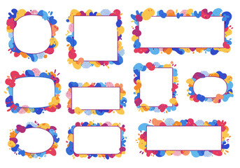 Colorful Abstract Frames with Geometric Shapes and Dotted Accents