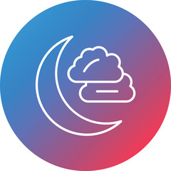 New Moon Line Gradient Circle Background Icon