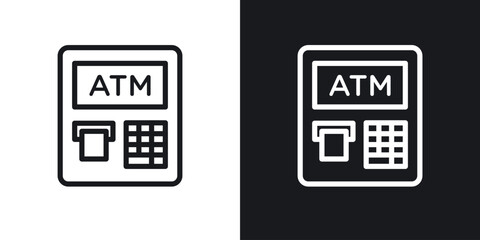 Atm icon vector symbol in Line Art Style for Design, Presentation, Website or Apps Elements.