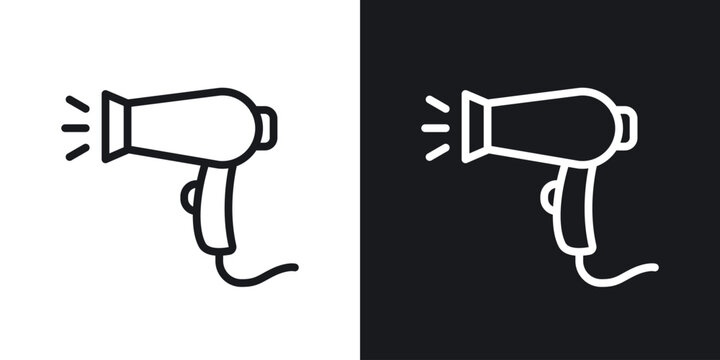 Hair dryer icon vector symbol in Line Art Style for Design, Presentation, Website or Apps Elements.