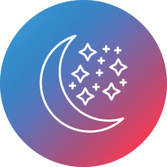 Waxing Moon Line Gradient Circle Background Icon