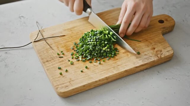 chopping fresh chives
