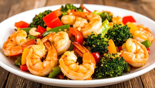 Stir-fried shrimp with vegetables