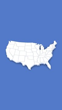 3d animated map of USA for news and Geopolitical Themes. With luma matte.