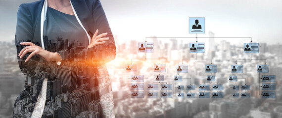 Fototapeta premium Corporate org chart and team structure show hierarchy, team, and structure for clear organization, management, and operational planning Vouch