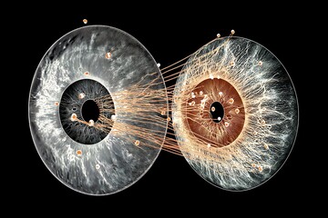 Eye iris connection network visualization concept for vision science and ophthalmology research study