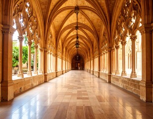 Ancient cloister hallway
