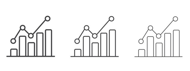 Naklejka premium Statistics icon vector Graphics. Black thin lines icons