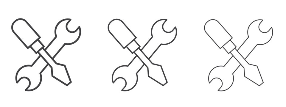 Repair tools icon vector Graphics. Black thin lines icons