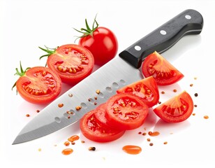 Dirty kitchen knife isolated on white