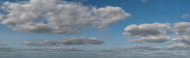 fluffy white clouds panorama