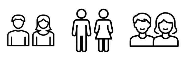 Flat icon for apps and websites representing male and female bathroom or restroom sign