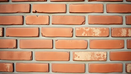 Obraz premium Close-up of a red brick wall with vintage warm tones and detailed surface texture under even lighting.