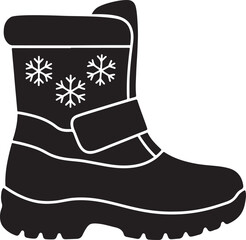 Winter Snow Boot with Snowflake Design Vector Illustration