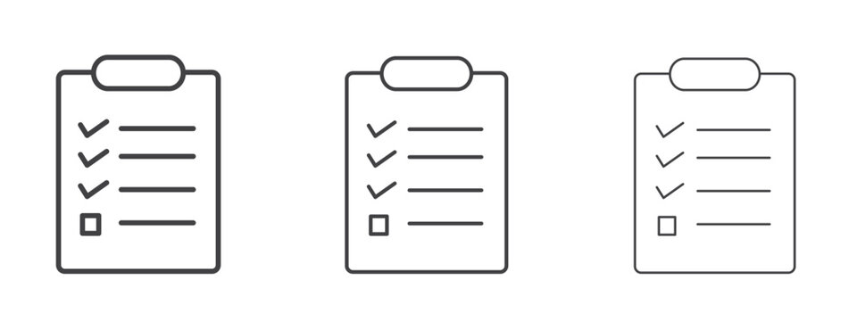 Checklist icon vector Graphics. Black thin lines icons