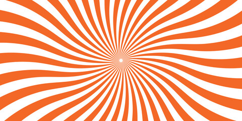 Retro orange and white sunburst design abstract illustration with radial wavy stripes on white background vector graphic