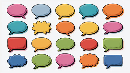 Colorful Cartoon Speech Bubbles with Hand Drawn Style Ideal for Social Media and Communication Designs and Creative Projects