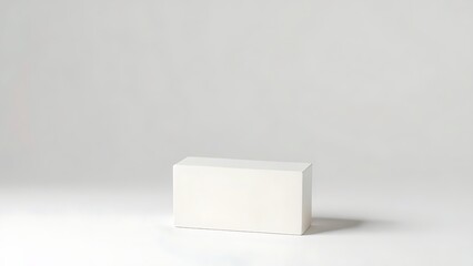 Minimalist white rectangular object on pure white surface, showcasing clean modern design.