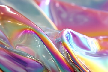 Iridescent holographic abstract background with smooth texture and colorful gradient effect